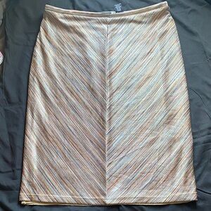 Express Tan and Blue Chevron metallic Pencil Skirt